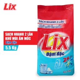 Thumbnail Bột giặt Lix Extra đậm đặc 5,5Kg ED557 gấp đôi sức mạnh làm sạch mọi vết bẩn, khử mùi ẩm mốc cho giặt tay và máy 1