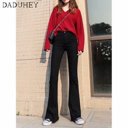 Thumbnail Quần jeans lưng cao ống loe thời trang phong cách Hong Kong 2021 dành cho nữ 1