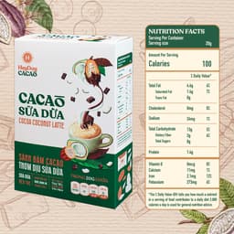 Thumbnail Bột Cacao Sữa Dừa - Hộp Giấy 12 Gói Tiện Lợi 20g - Bột cacao sữa dừa tự nhiên, thuần chay - Heyday 2