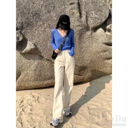 Thumbnail Daduhey Quần jeans dài ống rộng thời trang dễ phối đồ cho nữ PALAZZO 4