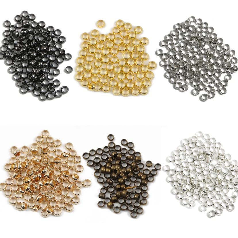 Ảnh Bộ 100-500 Hạt BeadiaTròn Bằng Đồng Nhiều Kích Cỡ Làm Trang Sức Thủ Công 4