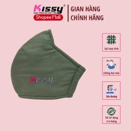 Thumbnail Khẩu Trang Vải 3 Lớp 3D Kissy Người Lớn Màu Rêu Trơn Chống Nắng Và Chống Bụi Mịn PM 2.5 Bộ Y Tế Khuyên Dùng 1