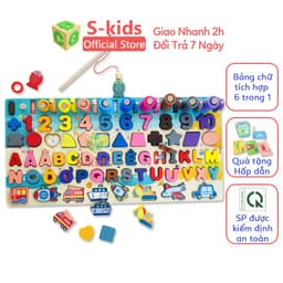 Thumbnail Đồ chơi giáo dục S-kids, Bảng chữ cái bằng gỗ cho bé Tích Hợp Số và Trò chơi câu cá nam châm. 2