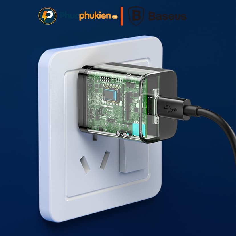 Ảnh Bộ sạc nhanh 20w + Dây sạc nhanh 20w chính hãng Baseus Super Si sạc đầy 50% pin chỉ trong 30p Phúc Phụ Kiện 3