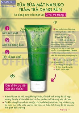 Thumbnail Sữa rửa mặt dạng bùn Naruko trà tràm Tea Tree Purifying Clay Mask and Cleanser in 1 120 gr 1