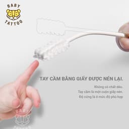 Thumbnail BABY TATTOO Que Rơ Làm Sạch Lưỡi, Đầu 3D Lượn Sóng Cho Bé, hộp 15 que 4