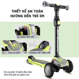 Thumbnail Xe scooter cho bé 21stscooter ROD3 2-12 tuổi, có giảm xóc, đèn LED phát sáng, gấp gọn, siêu nhẹ 3