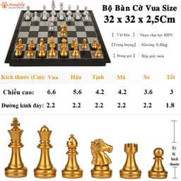 Thumbnail Bộ Cờ Vua Nam Châm Cao Cấp Nhiều Size Phủ Nhũ Màu Vàng Màu Bạc Chính Hãng Amalife 4