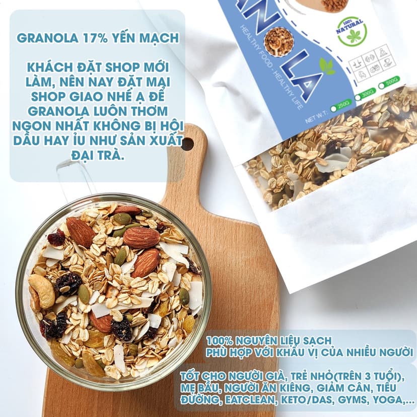 Ảnh Ngũ cốc granola siêu hạt ONFOD dành cho người tiểu đường, ăn kiêng, giảm cân, gym, yoga 250g 500g 4