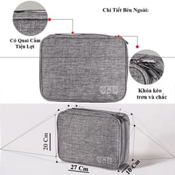 Thumbnail Túi Đựng Phụ Kiện Điện Thoại 3 Ngăn Lớn Nhiều Ngăn Chống Nước, Túi Đựng Phụ Kiện Công Nghệ Chống Sốc Chính Hãng Amalife 3
