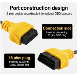 Thumbnail Dây Cáp AUTOOL Mở Rộng OBDII Elm327 16pin Cho Xe Hơi 30cm 3