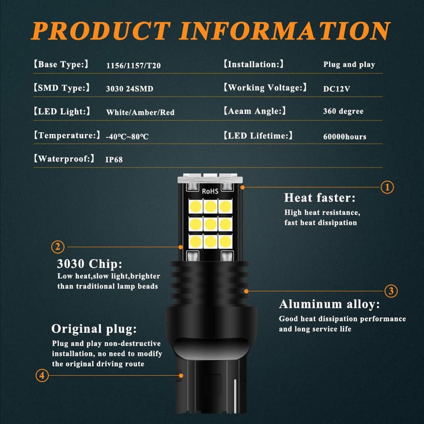 Ảnh Đèn LED tín hiệu LYMOYO T20 1156 Ba15S cho xe hơi siêu sáng 1157w21w P21 5w 4