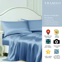 Thumbnail Bộ Chăn Ga Gối Lụa Cao Cấp NITE9SILK TRAMDO BEDDING Màu Xanh Da Trời 1