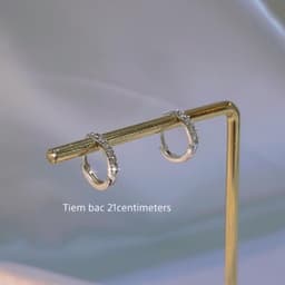 Thumbnail Khuyên tai bạc Tròn Diamond line Bông tai bạc Tiệm bạc 21 Centimeters ( Bán theo chiếc ) 2