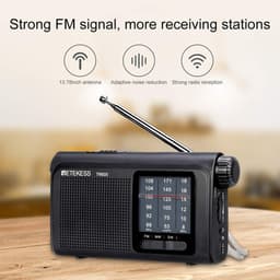 Thumbnail Retekess TR605 tặng pin sạc có chức năng FM SW với đèn Flash Led khẩn cấp và giắc cắm tai nghe (Đen) 3