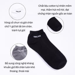 Thumbnail DELTA Vớ Thể Thao Cổ Ngắn Unisex Chất Cotton Cao Cấp Co Giãn 4 Chiều Thoáng Khí Thấm Hút Tốt SO001U0 4