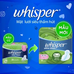 Thumbnail Băng Vệ Sinh WHISPER Ultra CLean Mặt Lưới Cho Ngày Thường 24cm - Gói 10 Miếng/18 Miếng 3
