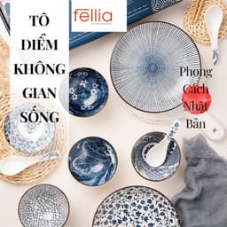 Thumbnail Bộ chén bát đĩa Fellia kiểu Nhật (2 chén, 2 đĩa, 2 đũa) | Sứ cao cấp | Đóng hộp quà tặng 2