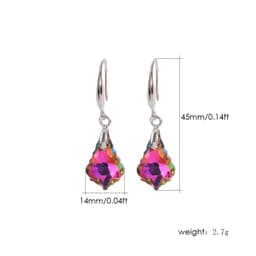 Thumbnail Khuyên tai Pinkdudu PD428 dáng dài hình chiếc lá đính đá pha lê thời trang đơn giản cho nữ 1
