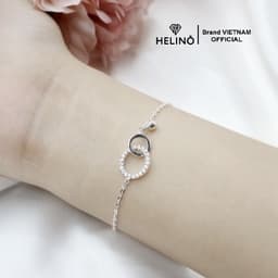Thumbnail Lắc tay bạc nữ HELINO 2 vòng tròn đính đá, trang sức phụ kiện circle lấp lánh V04 4