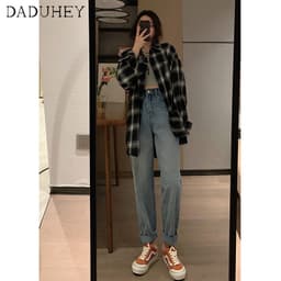 Thumbnail Daduhey Quần jean nữ ống rộng cạp cao cá tính thời trang mùa thu 3