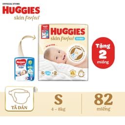 Thumbnail Tã/bỉm dán sơ sinh Huggies Skin Perfect S 80+2 miếng với 2 vùng thấm giảm kích ứng da 1