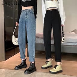 Thumbnail Quần jeans lưng cao ống đứng thời trang Hàn cho nữ 4