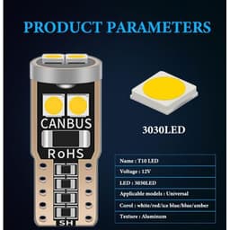 Thumbnail Bóng đèn LED LYMOYO T10 194 501 6smd 3030 cho xe hơi/ xe máy 12v 6000k 3
