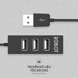 Thumbnail HUB Chuyển Đổi Chia Cổng USB ROBOT H140-80 Mở Rộng 4 Cổng USB 2.0 Dây Nối Dài 80 Cm 4