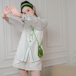 Thumbnail Áo Sơ Mi Hàng Nút Vuông MUSHROOM LEE Line Green 4