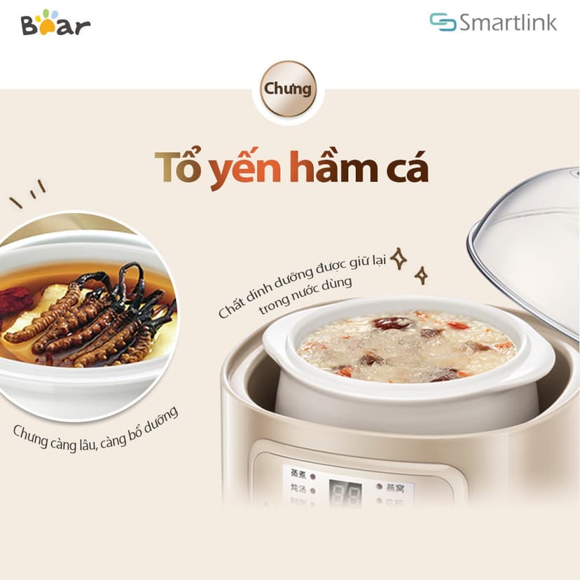 Ảnh Nồi Nấu Cháo, Ninh, Hầm Cách Thủy 800ml 4 trong 1 Bear DDZ - A08D1 - Hàng Chính Hãng 4