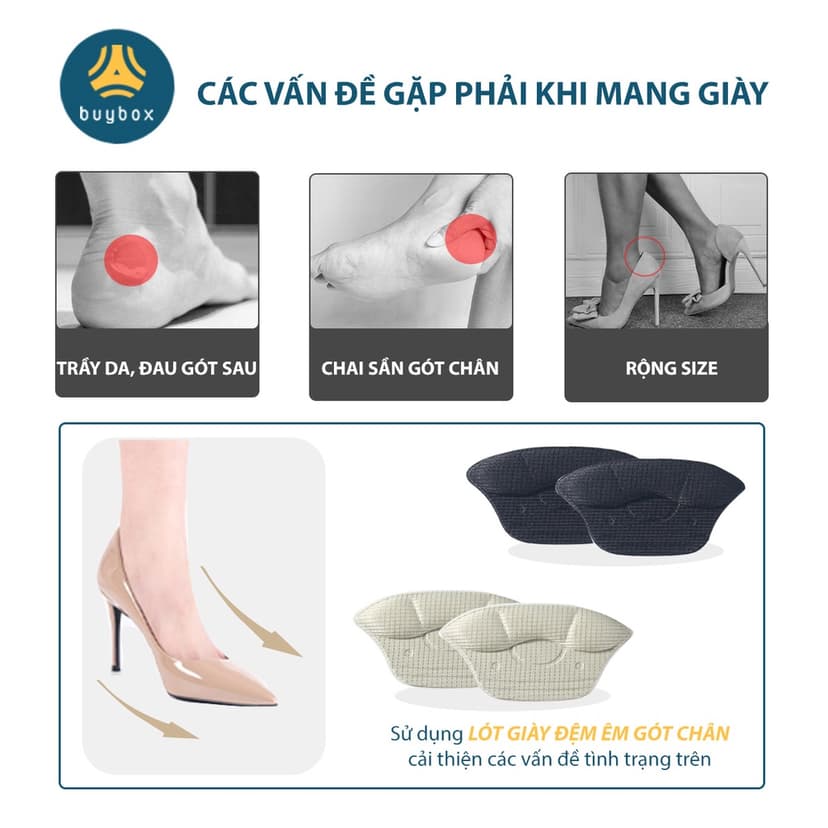 Ảnh Lót giày bảo vệ gót sau dày 6mm giảm size giày, chất liệu cao cấp giúp êm chân - buybox - BBPK230 2