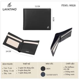 Thumbnail Ví Nam Cao Cấp Da Saffiano Chống Xước, Chống Thấm Nước Chính Hãng Lavatino - WB28 1