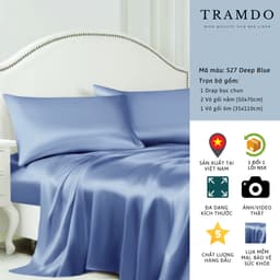Thumbnail Bộ Chăn Ga Gối Lụa Cao Cấp NITE9SILK TRAMDO BEDDING Màu Xanh Lam 2