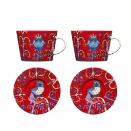 Thumbnail Tách sứ uống trà Taika Iittala 200ml Phần Lan, họa tiết Bắc Âu đỏ 1