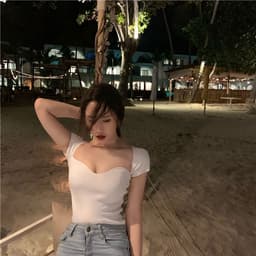 Thumbnail Áo dệt kim ngắn tay cổ vuông ôm dáng gợi cảm cho nữ 4