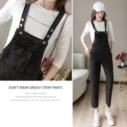 Thumbnail Yếm jean dài nữ Chollima xám đậm YJ016 phong cách hàn quốc trẻ trung năng động 2