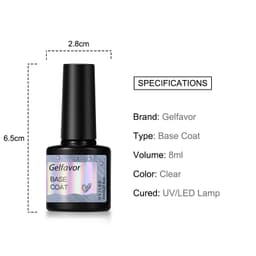 Thumbnail Gelfavor 8ml Đế Coat top Coat ngâm off top Gel Ba Lan Sáng Cho Móng Tay Nghệ Thuật Thiết Kế Đèn LED / UV 4