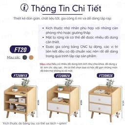 Thumbnail Kệ Tủ Đầu Giường Gỗ Mini Nhiều Ngăn Đẹp Hiện Đại FIVO Phong Cách Châu Âu Sang Trọng, Phù Hợp Cho Mọi Kiểu Phòng 2