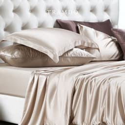 Thumbnail Bộ Chăn Ga Gối Lụa Cao Cấp NITE9SILK TRAMDO BEDDING Màu Vàng Champagne 3
