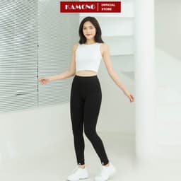Thumbnail Quần legging nữ Nâng Mông Cao Cấp KAMONG cạp cao có túi vải cotton dẻo co dãn tốt dáng dài LG006 4