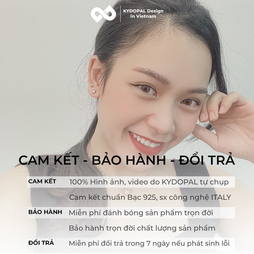 Ảnh Bông tai bạc 925 KYDOPAL nụ khuyên đính đá cá tính trang sức bạc Ý cao cấp - 9K4 3