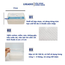 Thumbnail Bông tẩy trang Likado dạng hộp 150 miếng bông tự nhiên (6cm x 8cm) 4