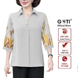 Thumbnail Áo Trung Niên Nữ Dáng Suông Rộng Bigsize Kiểu Cổ Sơ Mi Tay Lững Tặng Mẹ U40-50 GOTI 3A26 3A27 3A33 4
