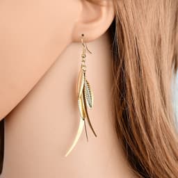Thumbnail Khuyên tai PINKDUDU PD429 hợp kim dáng dài hình chiếc lá phong cách bohemia đơn giản thời trang cho nữ 2