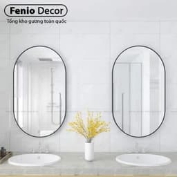 Thumbnail Gương nhà tắm hình bầu dục oval elip FENIO DECOR khung viền nhôm chống rỉ sét decor phòng ngủ nhà tắm xinh đẹp 1