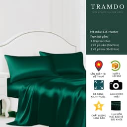 Thumbnail Bộ Chăn Ga Gối Lụa Cao Cấp TRAMDO BEDDING Màu Xanh Lá Cây 4