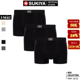 Thumbnail Quần Sịp Đùi Boxer Nam Combo 3 màu SUKIYA chất mềm mịn cao cấp Hàng Hiệu QL01 1
