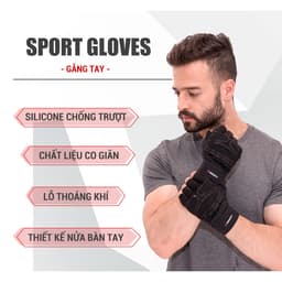Thumbnail Găng tay tập gym nữ/nam hở ngón, bao tay tập Gym nữ/nam có quấn trợ lực cổ tay, đệm Silicone chống trượt GoodFit GF201G 3