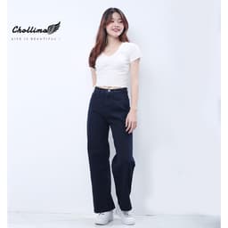 Thumbnail Quần jeans nữ Chollima ống rộng SIMPLE JEAN Unisex vải jean cao cấp chất đẹp QD026 3